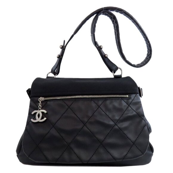 CHANEL Black Coated Canvas Shoulder Bag - Picture 1 of 11